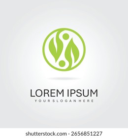 Diseño de logotipo de hoja de yoga color verde Plantilla