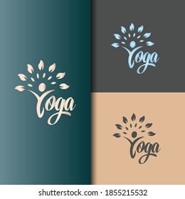 Yoga leaf logo Icon Design Template 