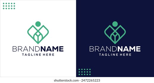 Plantilla de logotipo de hoja de yoga, Inspiración de diseño, Ilustración, Vector