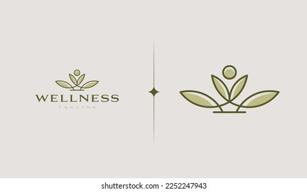 Yoga Leaf Logo Template. Universal creative premium symbol. Vector illustration. Creative Minimal design template. Symbol for Corporate Business Identity