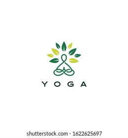 yoga leaf tree logo vector icon illustration