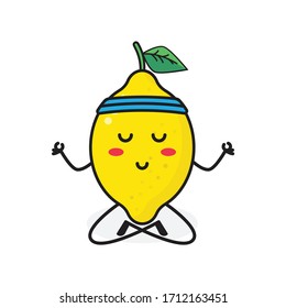 yoga lemon fruit cute character mascot vector design