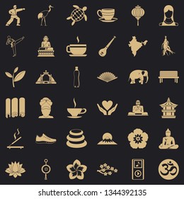 Yoga lesson icons set. Simple style of 36 yoga lesson vector icons for web for any design