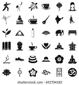 Yoga lesson icons set. Simple style of 36 yoga lesson vector icons for web isolated on white background