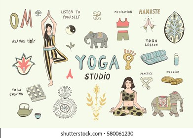 yoga lesson objects set