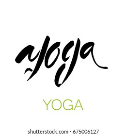 Yoga lettering. Design template. Vector illustration.