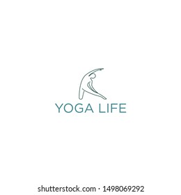 Yoga life logo, human simple ornament icon, wellness spa health care massage.