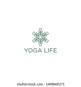 Yoga life logo, mandala simple ornament icon, wellness spa health care massage.