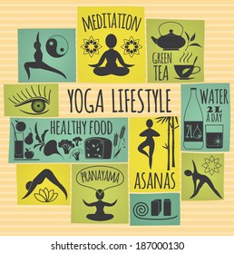 yoga lifestyle Icons set