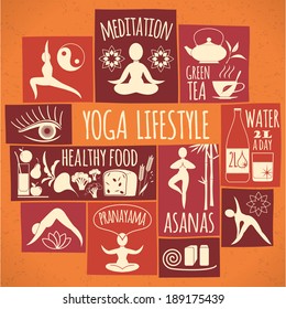 yoga lifestyle Icons set 