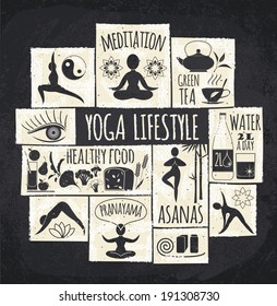 yoga lifestyle Icons set 