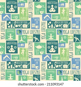 Yoga lifestyle seamless pattern