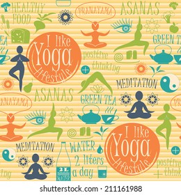 Yoga lifestyle seamless pattern