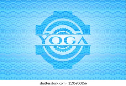 Yoga light blue water wave badge.