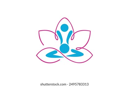 Yoga line art minimalist logo design icon vector pro Vector