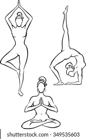 Yoga Line Art-Variation of Yoga poses and meditation