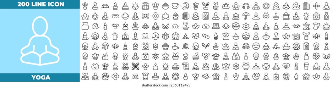 Yoga Line Editable Icons set. Vector illustration in modern thin line style of yoga icons: Yoga Pose, Meditation, Stretching, etc