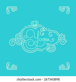 Yoga. line frame and lettering