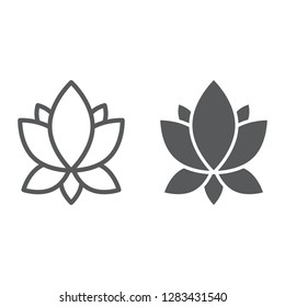 Yoga line and glyph icon, flower and health, lotus sign, vector graphics, a linear pattern on a white background, eps 10.