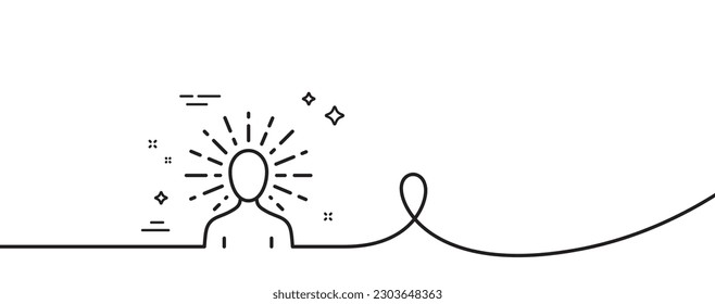 Yoga line icon. Continuous one line with curl. Meditation balance sign. Relax body and mind symbol. Yoga single outline ribbon. Loop curve pattern. Vector