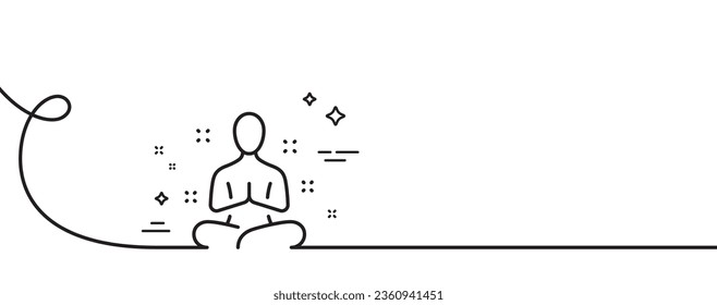 Yoga line icon. Continuous one line with curl. Meditation pose sign. Relax body and mind symbol. Yoga single outline ribbon. Loop curve pattern. Vector