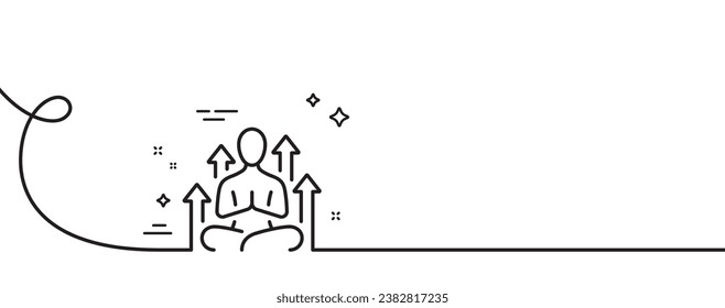 Yoga line icon. Continuous one line with curl. Meditation pose sign. Relax body and mind symbol. Yoga single outline ribbon. Loop curve pattern. Vector