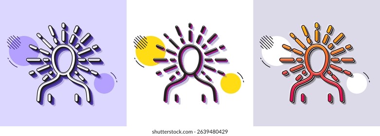 Yoga line icon. Halftone dotted pattern. Gradient icon with grain shadow. Meditation balance sign. Relax body and mind symbol. Line yoga icon. Various designs. Vector