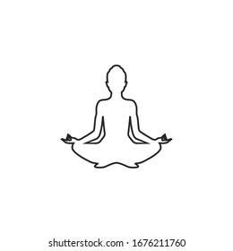 Yoga Line Icon. Lotus Position Silhouette. Vector Shape