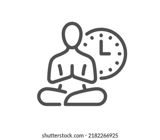 Yoga line icon. Meditation pose sign. Relax body and mind symbol. Quality design element. Linear style yoga icon. Editable stroke. Vector