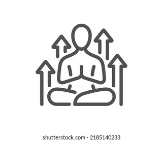 Yoga line icon. Meditation pose sign. Relax body and mind symbol. Quality design element. Linear style yoga icon. Editable stroke. Vector