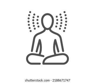 Yoga line icon. Meditation pose sign. Relax body and mind symbol. Quality design element. Linear style yoga icon. Editable stroke. Vector