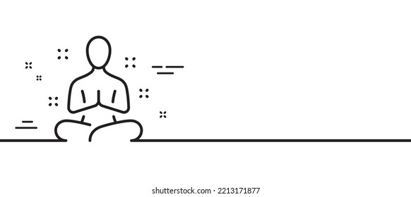 Yoga line icon. Meditation pose sign. Relax body and mind symbol. Minimal line illustration background. Yoga line icon pattern banner. White web template concept. Vector