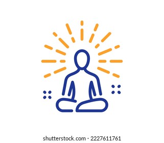 Icono de línea de yoga. La meditación representa un signo. Relájese el cuerpo y el símbolo de la mente. Concepto colorido del contorno de línea delgada. Icono de yoga de estilo lineal. Trazo editable. Vector