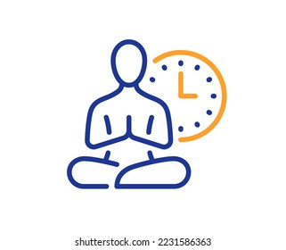 Yoga line icon. Meditation pose sign. Relax body and mind symbol. Colorful thin line outline concept. Linear style yoga icon. Editable stroke. Vector