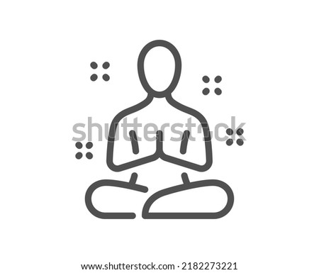 Yoga line icon. Meditation pose sign. Relax body and mind symbol. Quality design element. Linear style yoga icon. Editable stroke. Vector