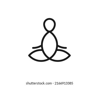 Icono de línea de yoga. Símbolo vectorial en estilo plano y a la moda sobre fondo blanco. Relájate cantando para el diseño.