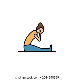yoga line illustration colored icon. Signs and symbols can be used for web, logo, mobile app, UI, UX