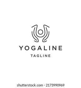 Yoga line logo, human yoga logo icon design template flat vector