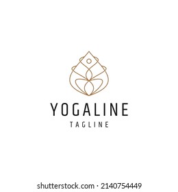 Yoga line logo icon design template flat vector