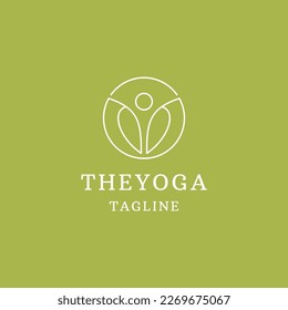 Yoga line logo icon design template flat vector