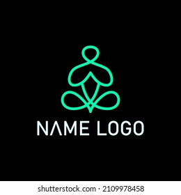 Yoga line vector Logo design icon