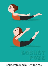 Yoga Locust Pose Cartoon Vector Illustration
