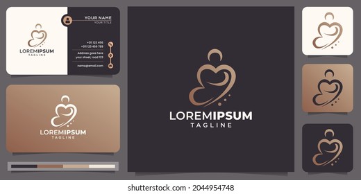Yoga logo abstract design template line style. health meditation harmony logotype and business card.