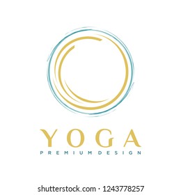 Yoga Logo abstract design vector template Linear style. Health Spa Meditation Harmony Logotype concept. 
