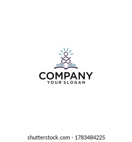 Yoga Logo abstract design vector template Linear style. Health Spa Meditation Harmony Logotype concept. Man in lotus pose icon.