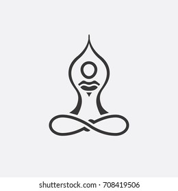 Yoga Logo abstract design vector template Linear style. Health Spa Meditation Harmony concept. Man in lotus pose icon, illustration
