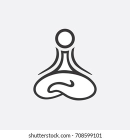 Yoga Logo abstract design vector template Linear style. Health Spa Meditation Harmony concept. Man in lotus pose icon, illustration
