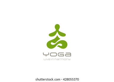 Yoga Logo abstract Man sitting Lotus pose design vector template 