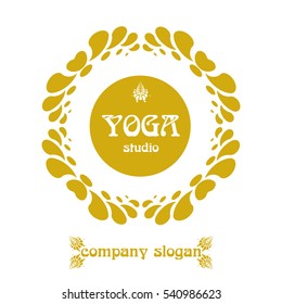yoga logo with abstract symbol of flower lotus. Yoga studio logo. Icon for yoga center