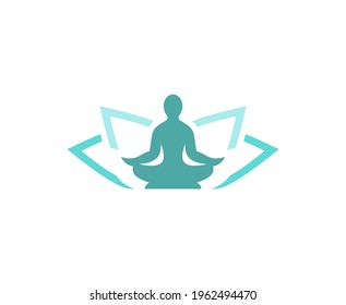 Yoga logo body flower lotus vector 